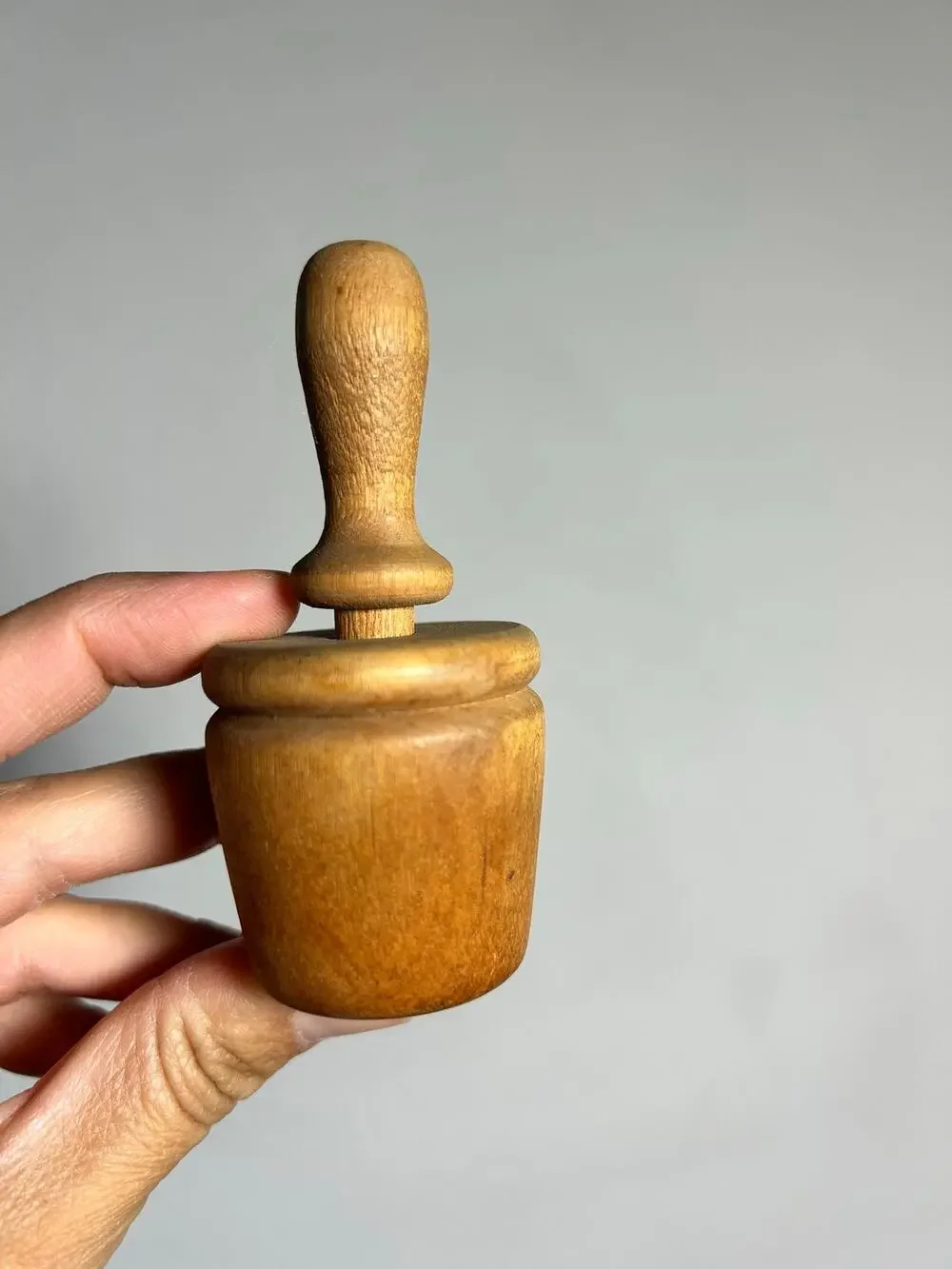 Antique Primitive Wooden Butter Pat Plunger Mold